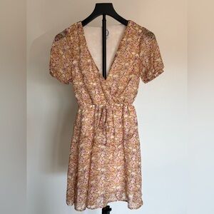 Blue Rain Francesca’s Floral V-Neck Mini Dress Lidia Ruffle XXS